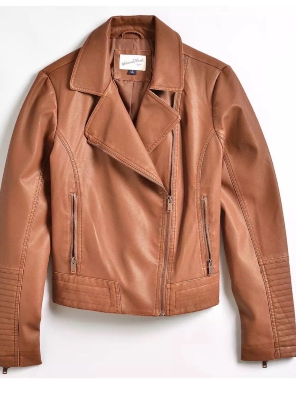 Universal Thread Women's Cognac Vegan Leather Moto Jacket